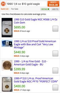 Value of gold eagle coin