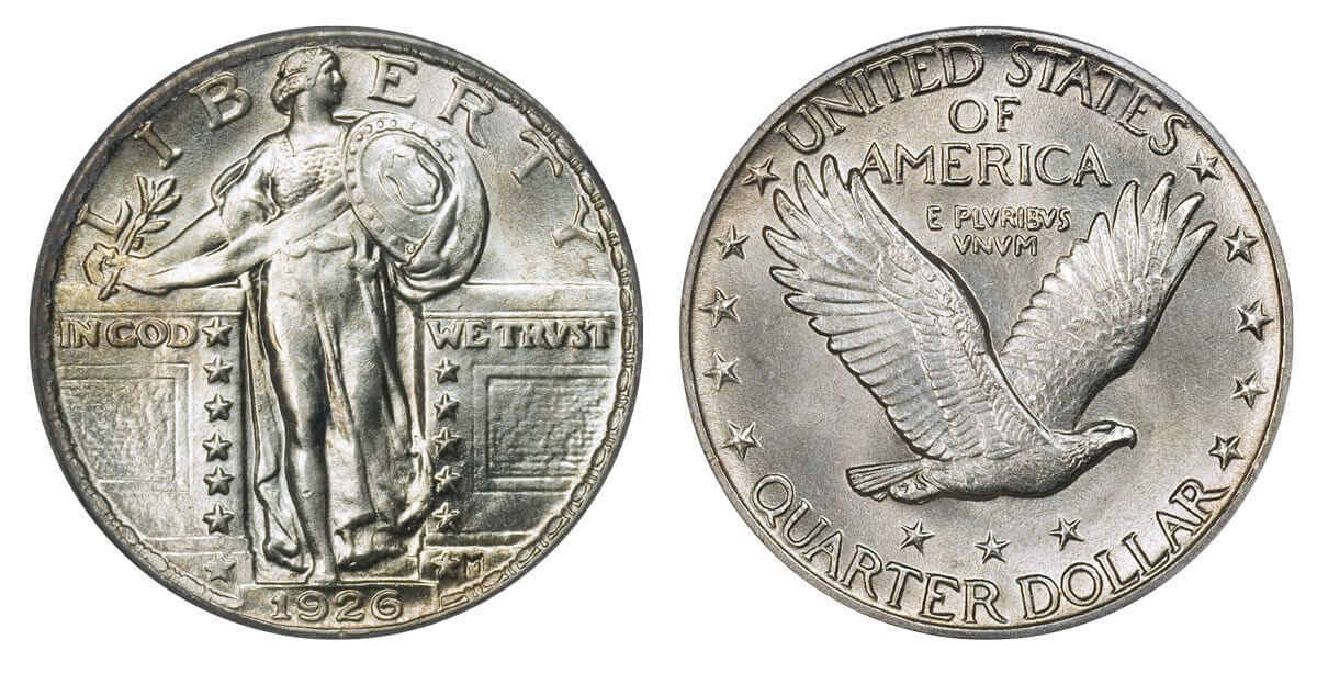US coin standing liberty quarter